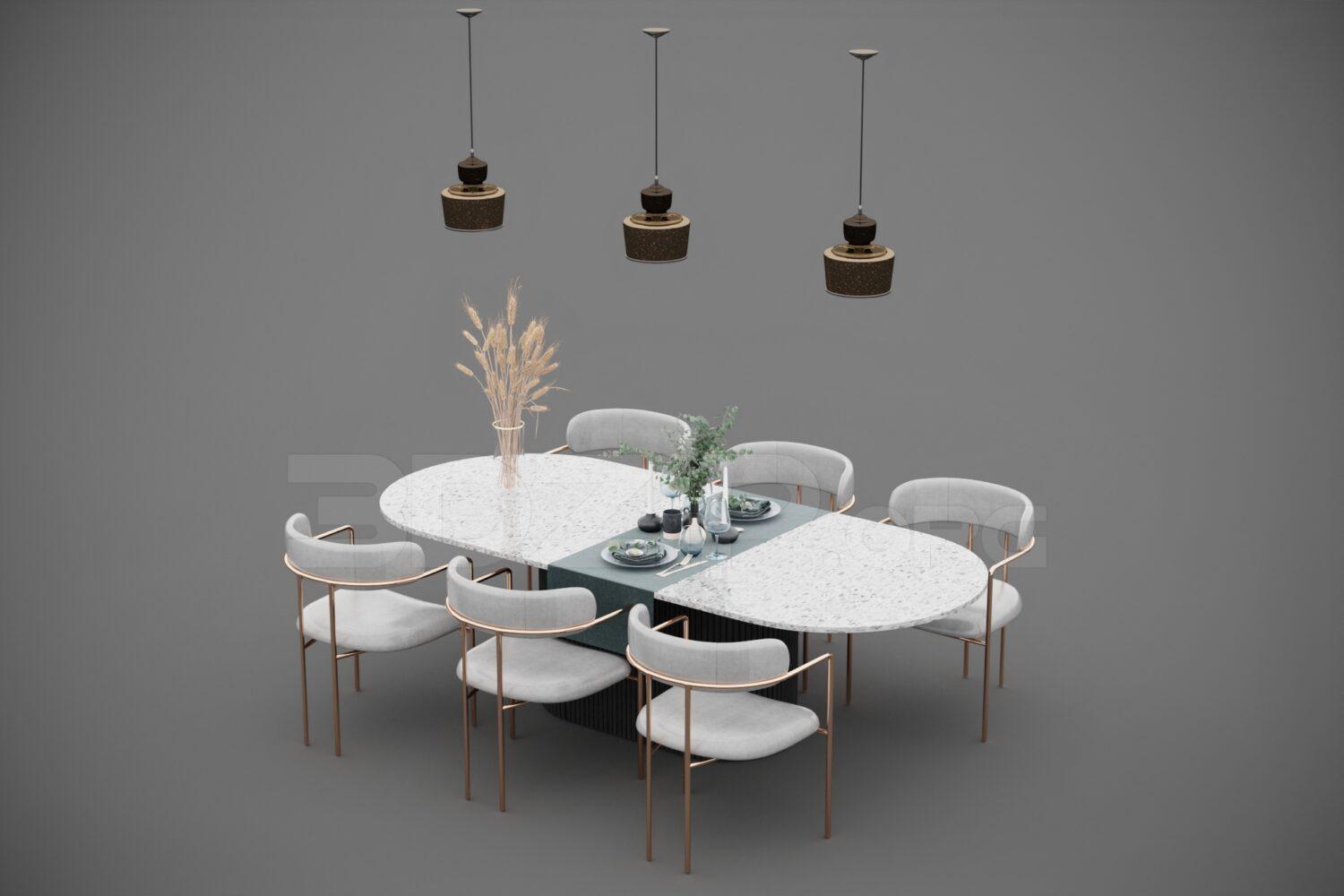 Dining Table And Chair — preview 1, by Pham Huy Kien (3dzip)