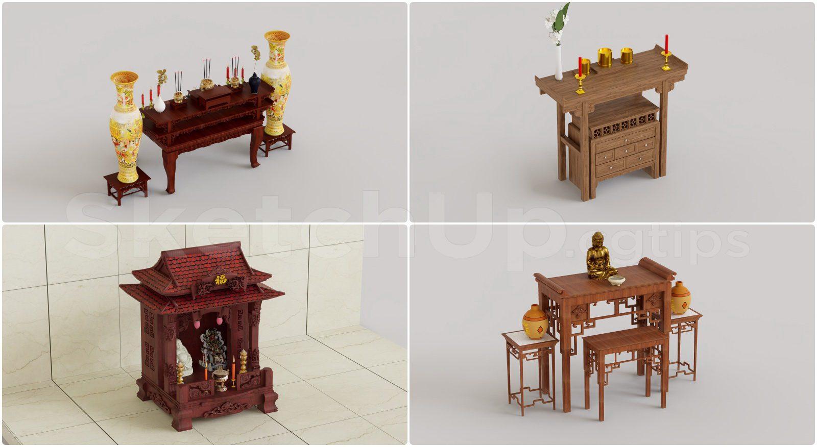 thư viện 3D Sketchup phụ kiện Phòng Thờ
