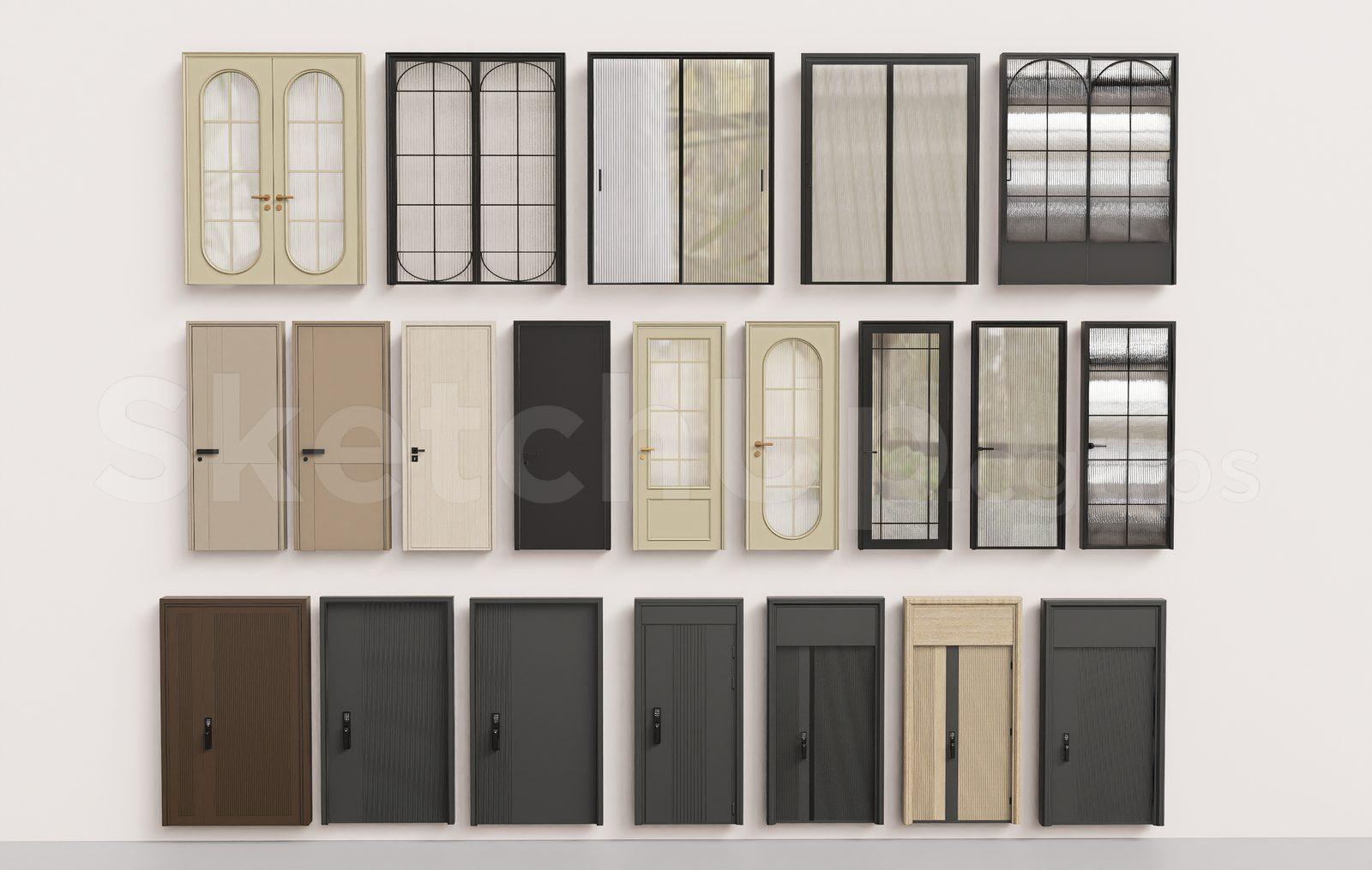 Modern Doors Collection SketchUp 3D Model – Interior & Glass Doors