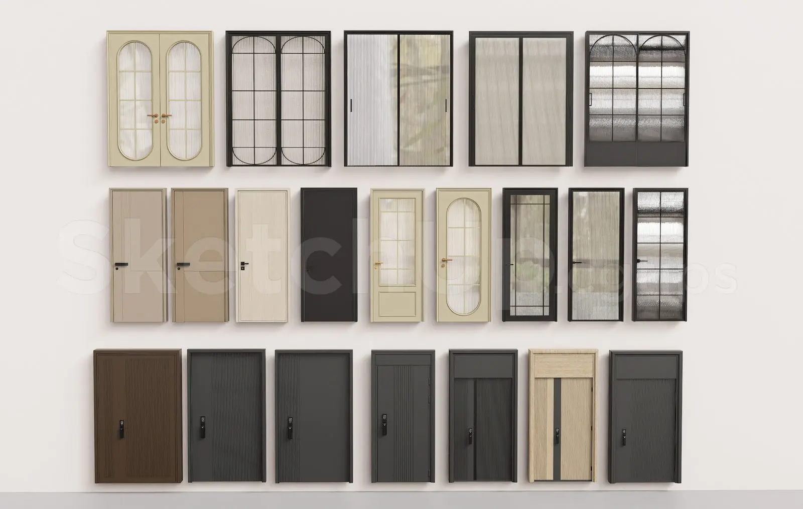 Modern Doors Collection SketchUp 3D Model – Interior & Glass Doors