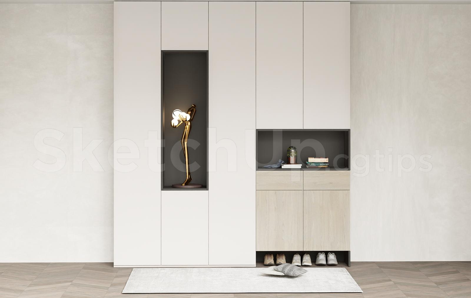 Modern Shoe Cabinet SketchUp 3D Model