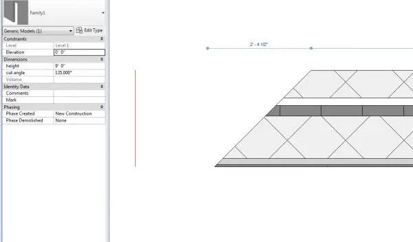 Angled wall cut
