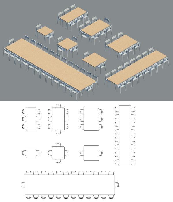 Table and chairs parametric