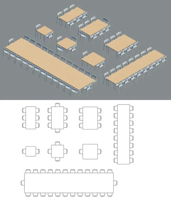 Table and chairs parametric