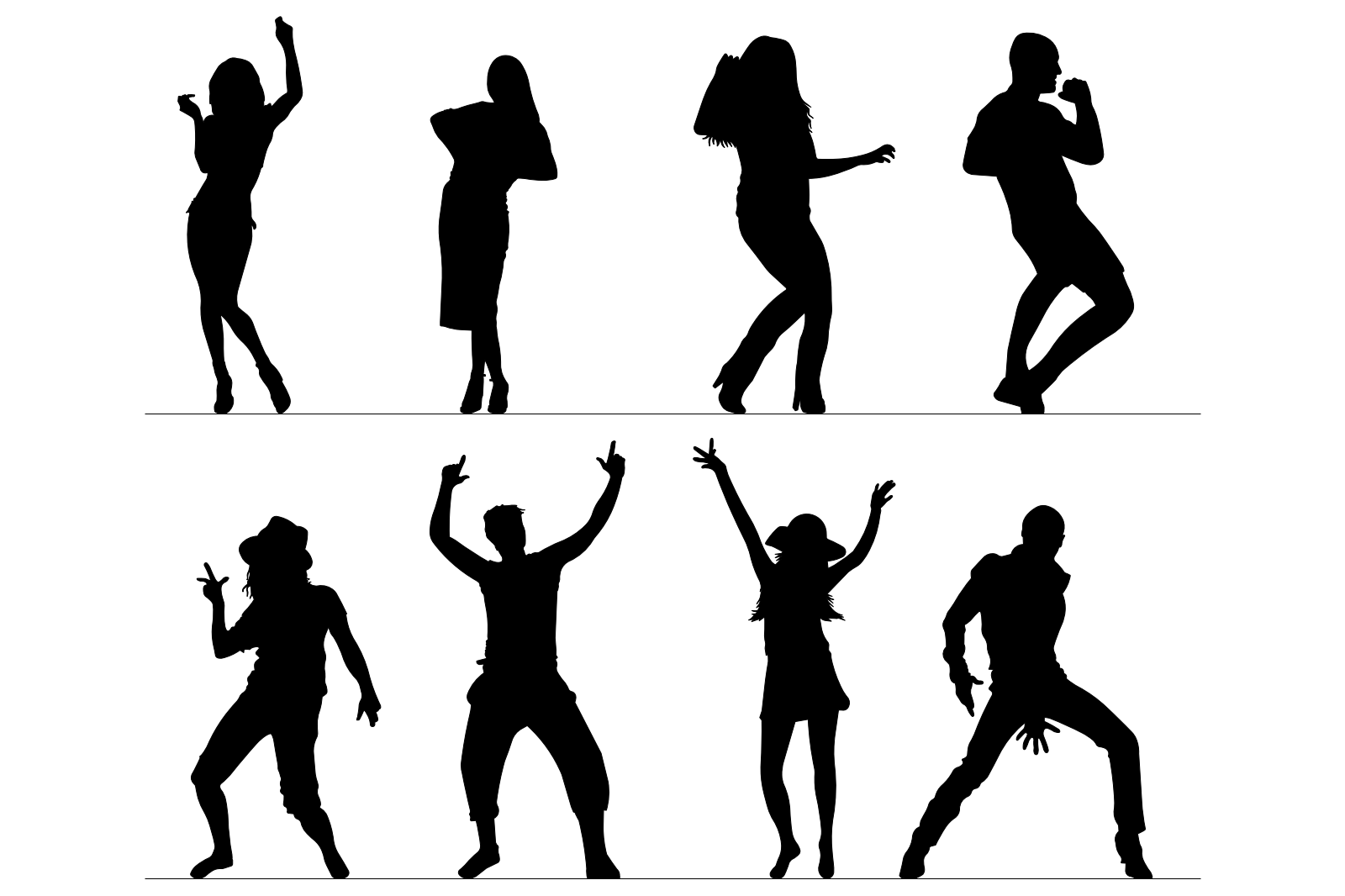 People Dancing Silhouettes
