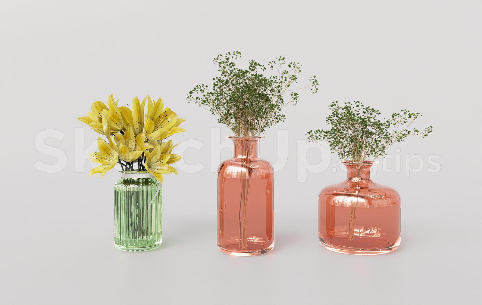 Modern Decorative Glass Vase SketchUp Model – Flower Vase Interior Decor 3D Design