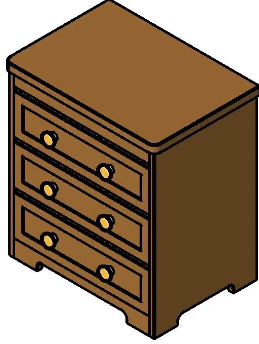 Simple 3 Drawer Night Stand