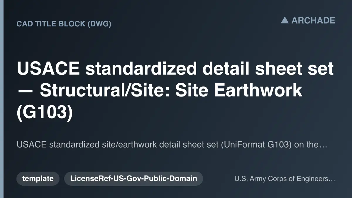USACE standardized detail sheet set — Structural/Site: Site Earthwork (G103)