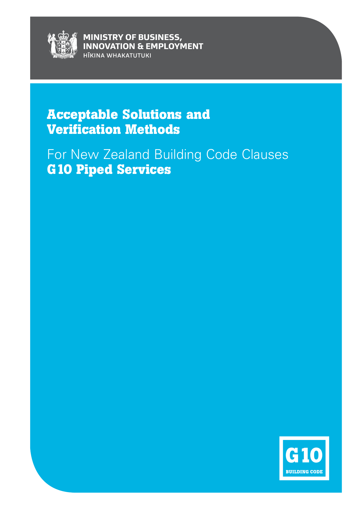New Zealand Building Code G10 — Piped Services (Acceptable Solution)