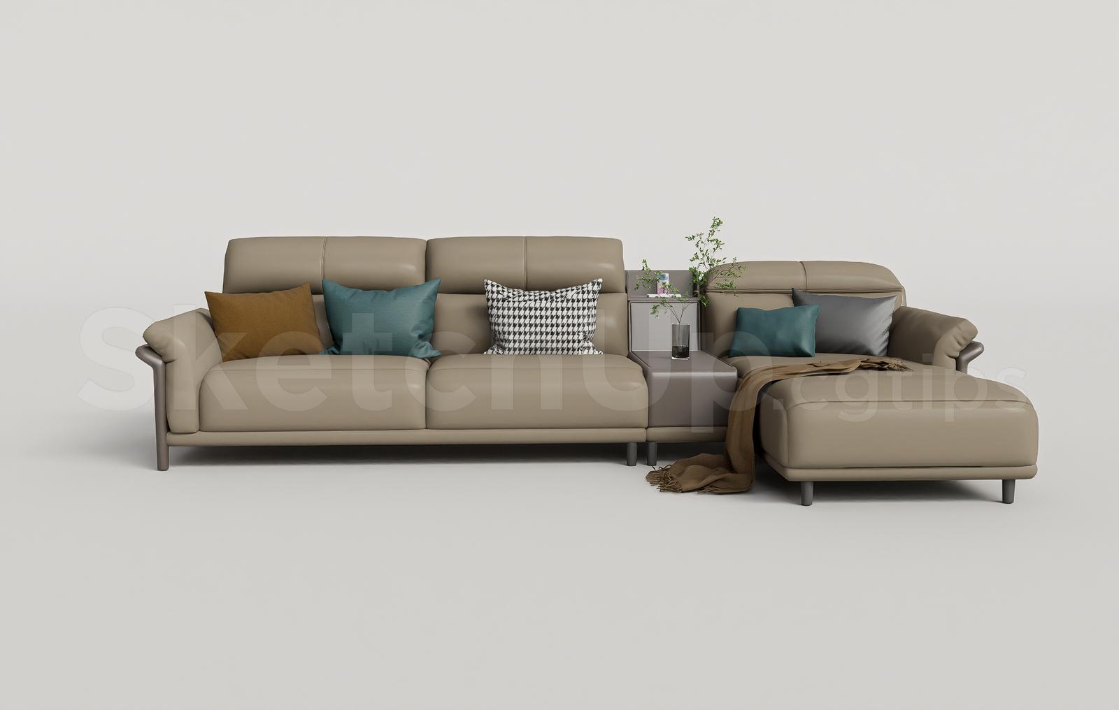 Modern L-Shaped Leather Sectional Sofa