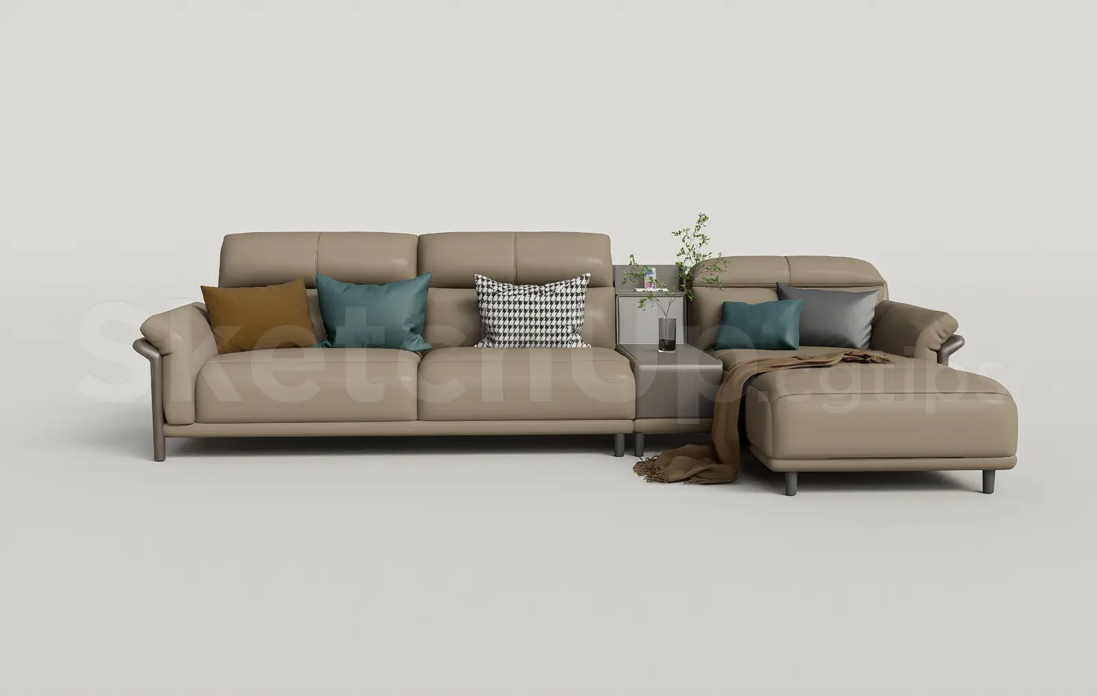 Modern L-Shaped Leather Sectional Sofa