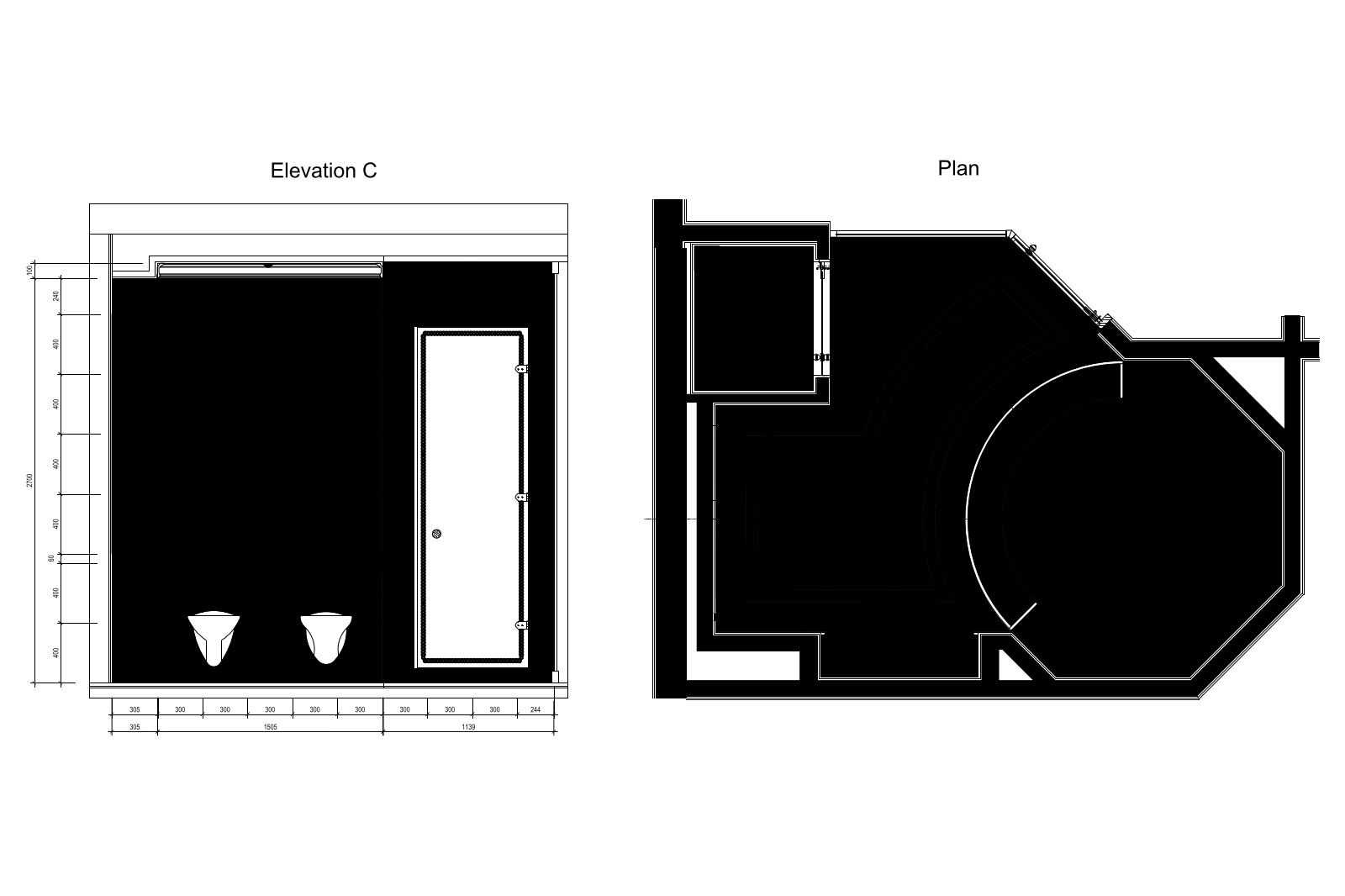 Bathroom in plan