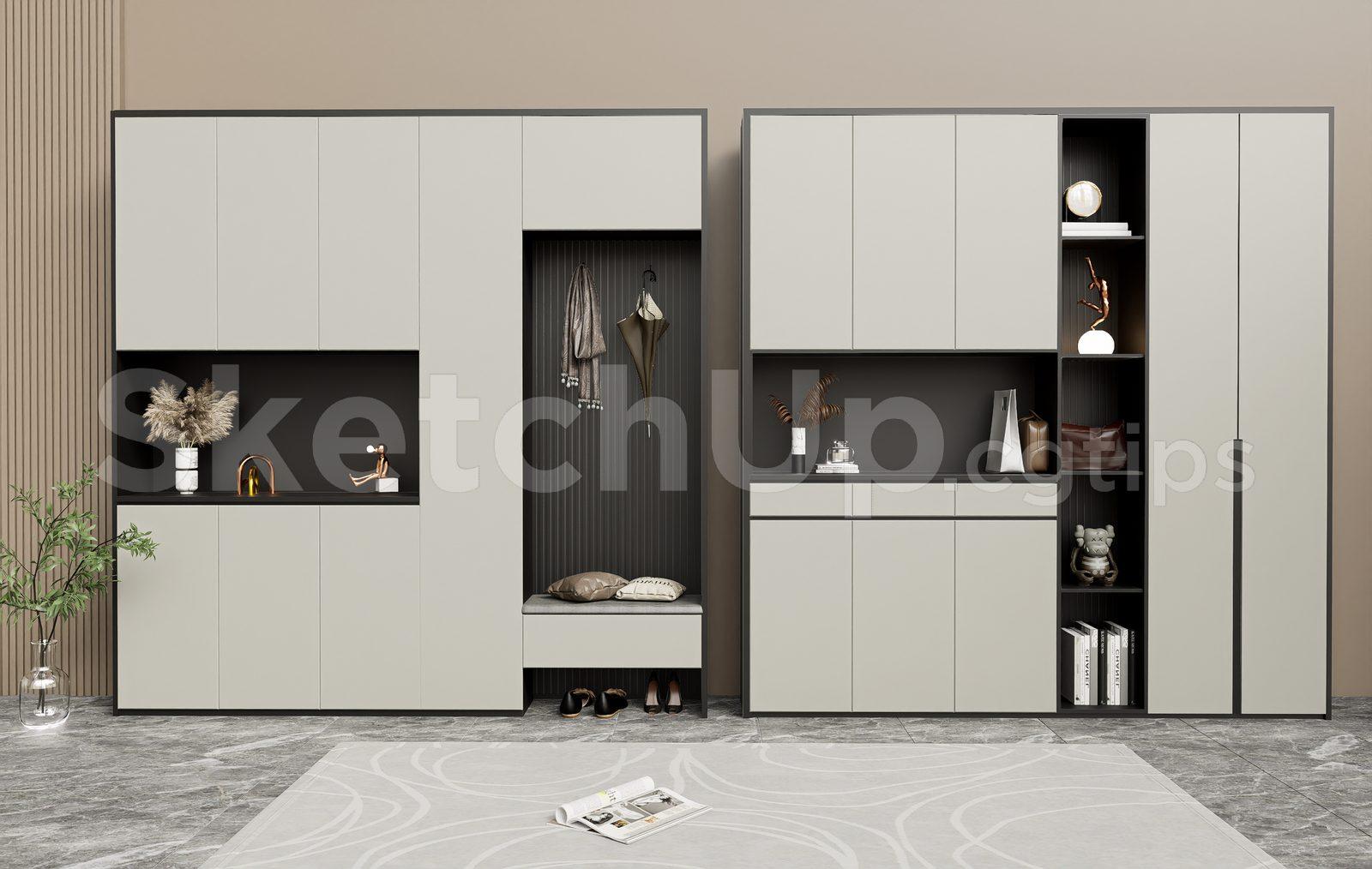 Modern Shoe Cabinet SketchUp 3D Model — preview 1 (cgtips)