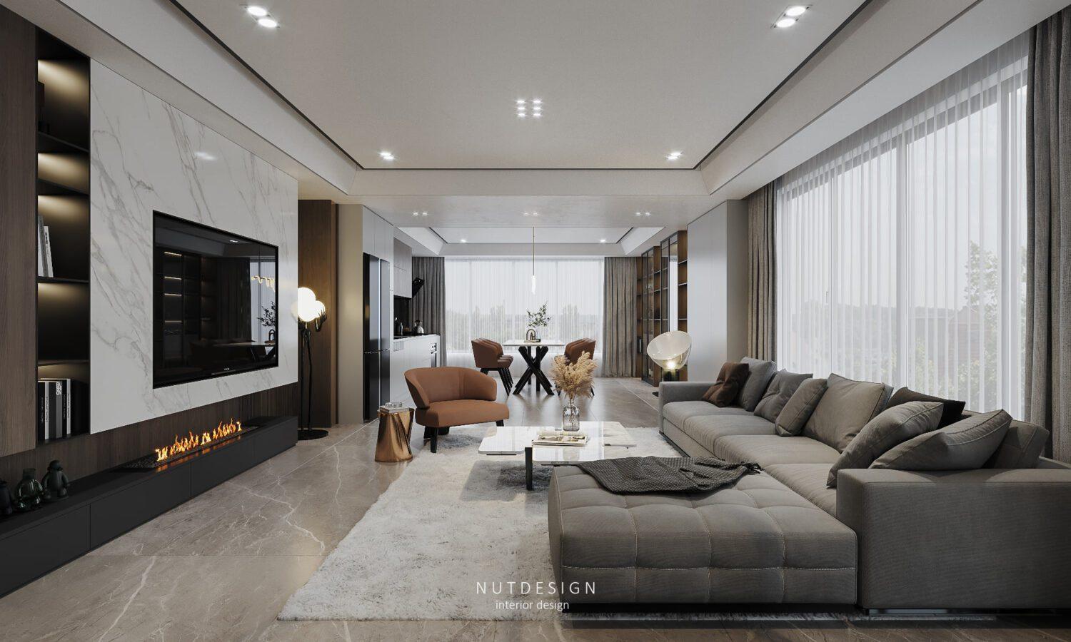 Interior Living Room- Kitchen