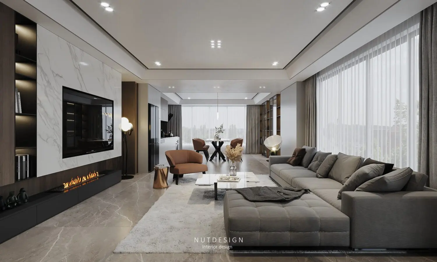 Interior Living Room- Kitchen