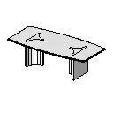 Modern Rectangular Pedestal Dining Table — isometric wireframe view of modern rectangular dining table with dual pedestal bases