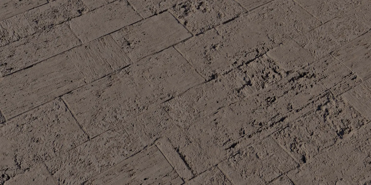 Weathered Brown Stone Masonry PBR Material Set — close-up perspective of a weathered brown stone wall texture