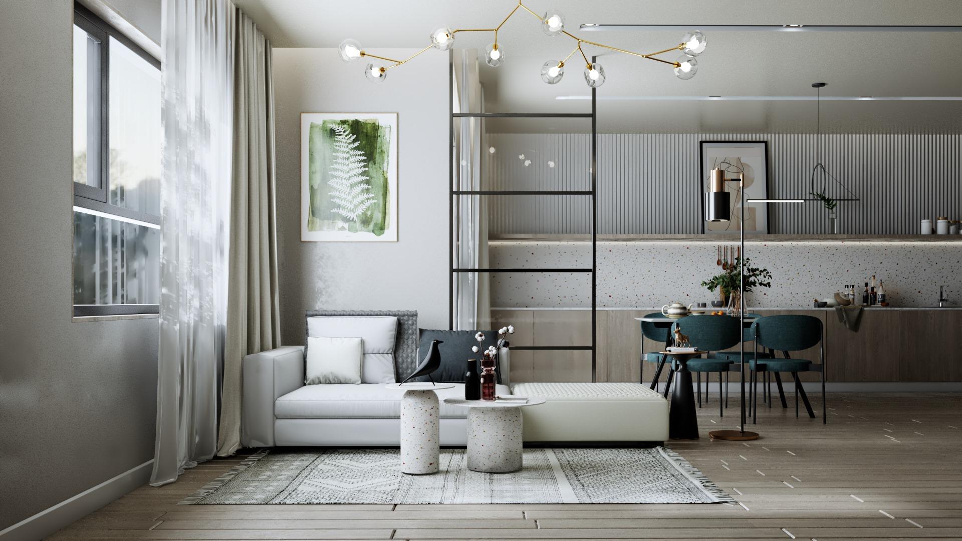 Interior Living-Kitchenroom Scene