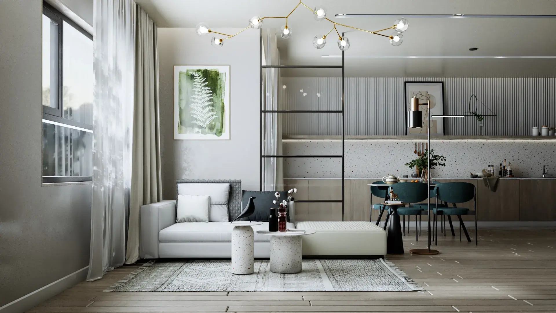 Interior Living-Kitchenroom Scene