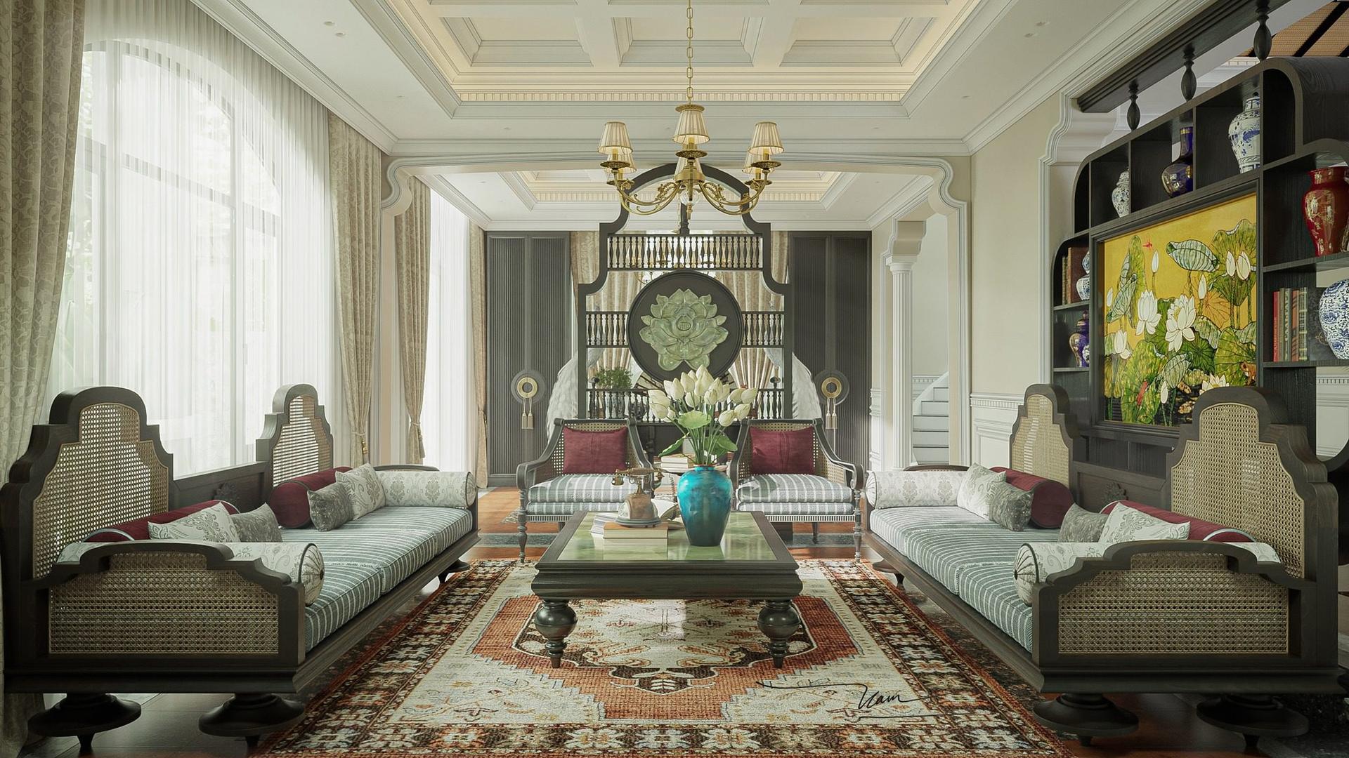 Indochine Living Room – Kitchen Interior