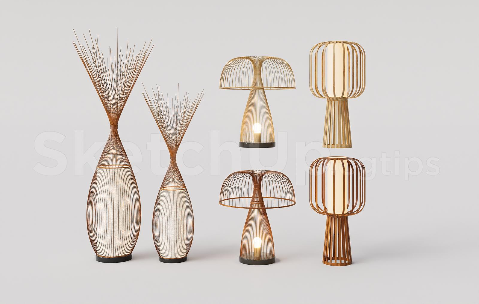 Modern Rattan Bamboo Floor Lamp
