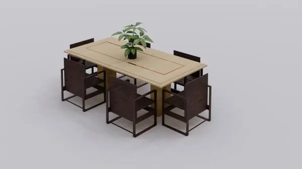 Dining Table With Shairs — preview 1, by R7 Designs (RevitCity, CC0)