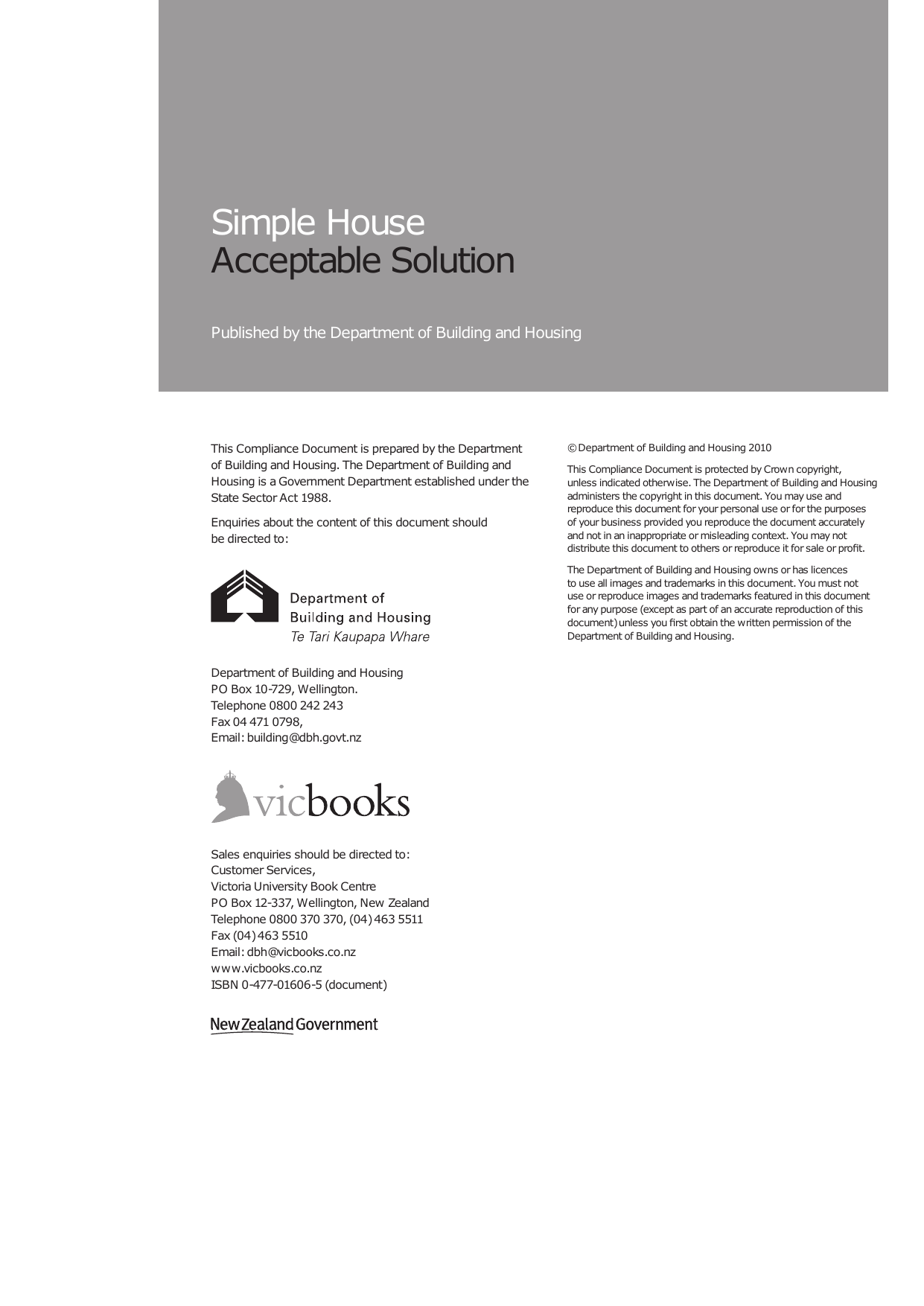 New Zealand Building Code — Simple House Acceptable Solution
