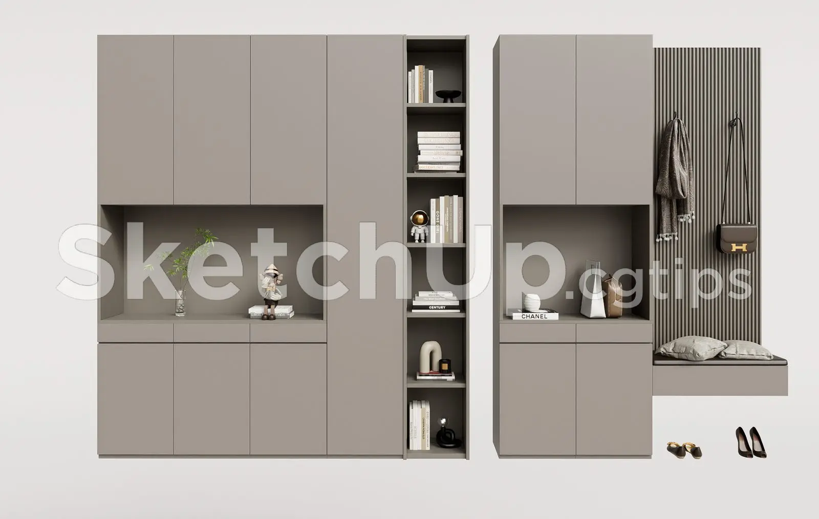 Modern Shoe Cabinet SketchUp 3D Model