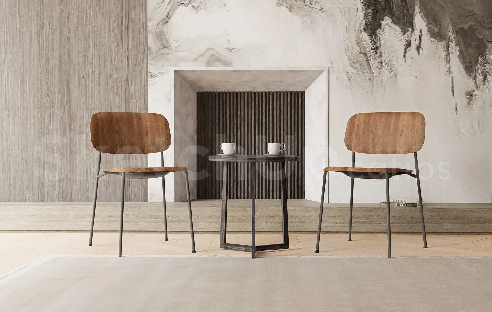 Contemporary Lounge Chair and Side Table