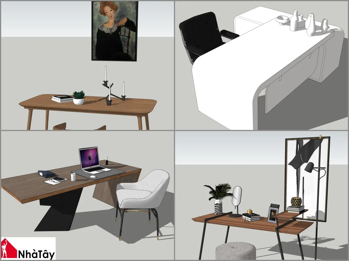 Combo study modern Desk — preview 1 (cgtips)