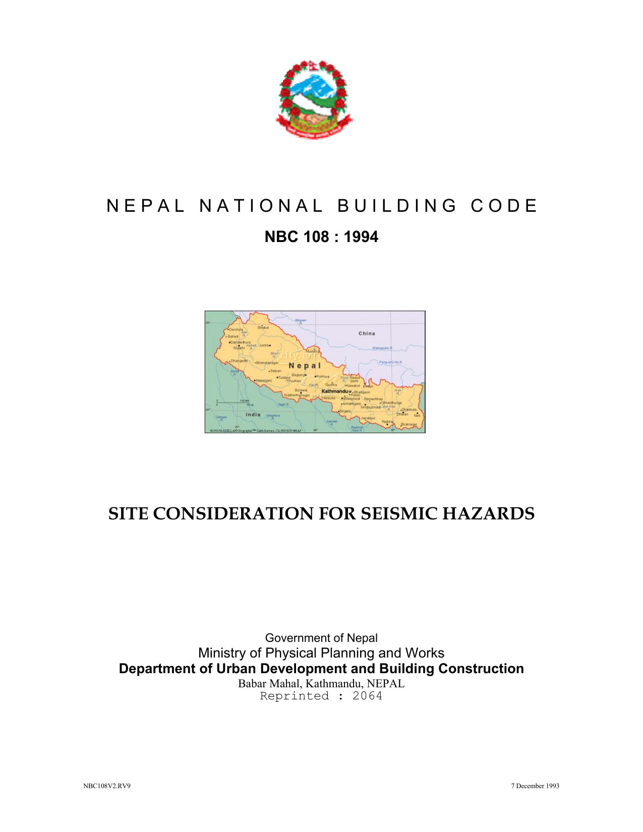 NBC 108: Site Consideration for Seismic Hazards
