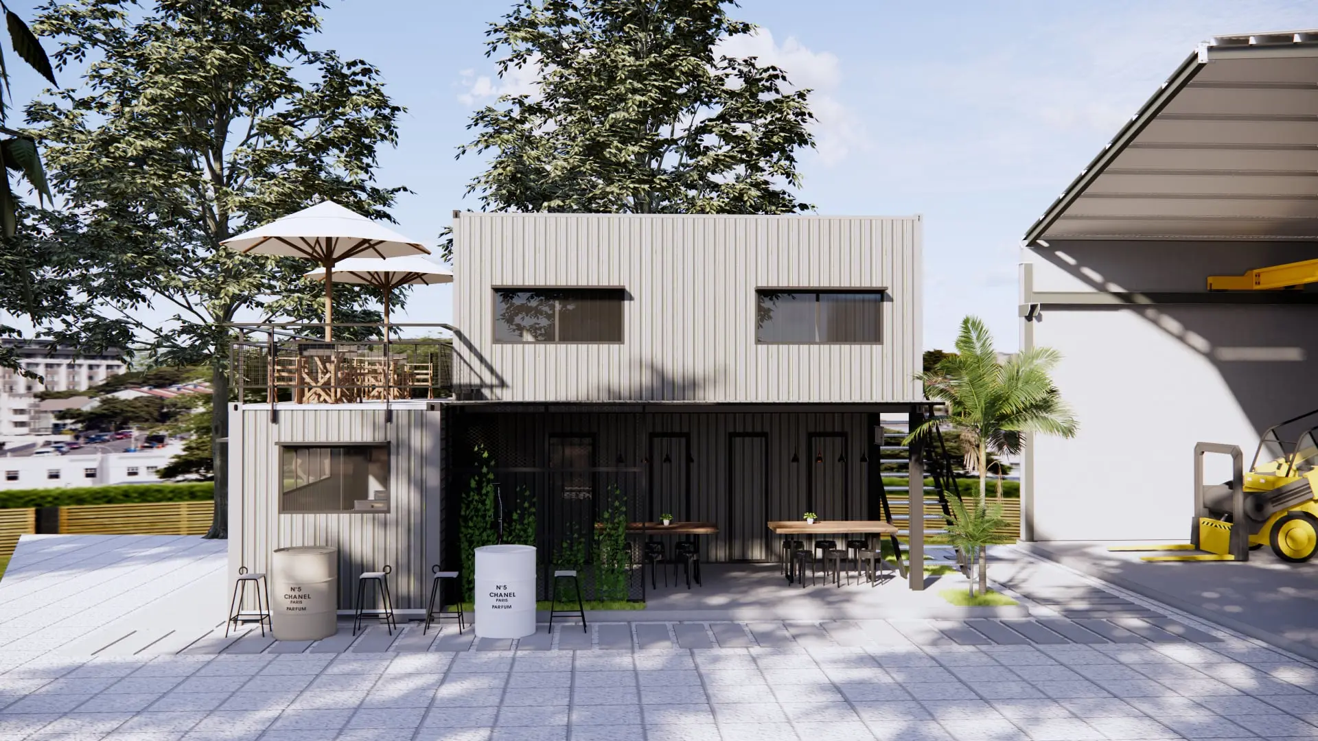 Exterior Office Container Scene