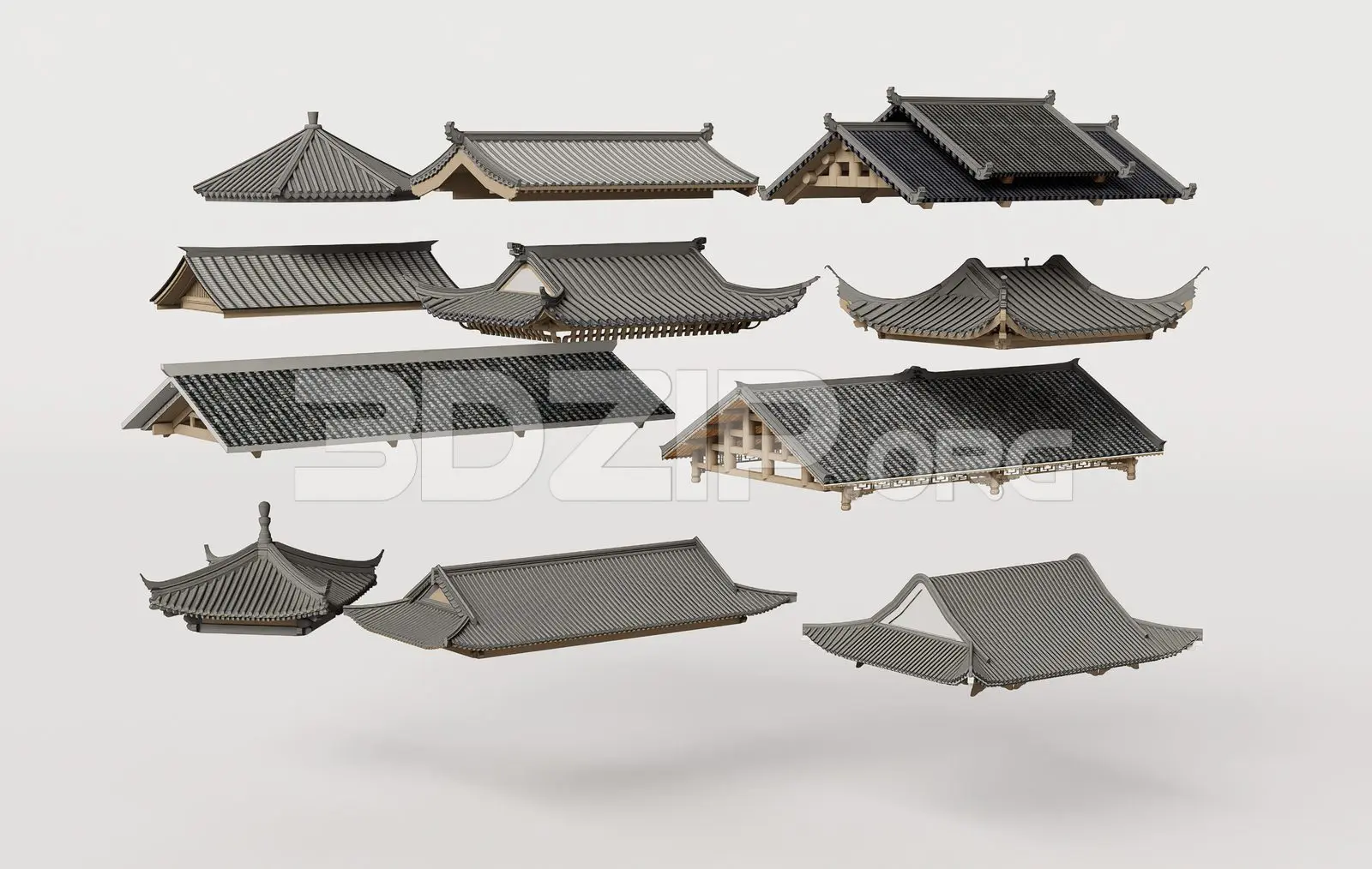 Traditional Asian Roof — preview 1 (3dzip)