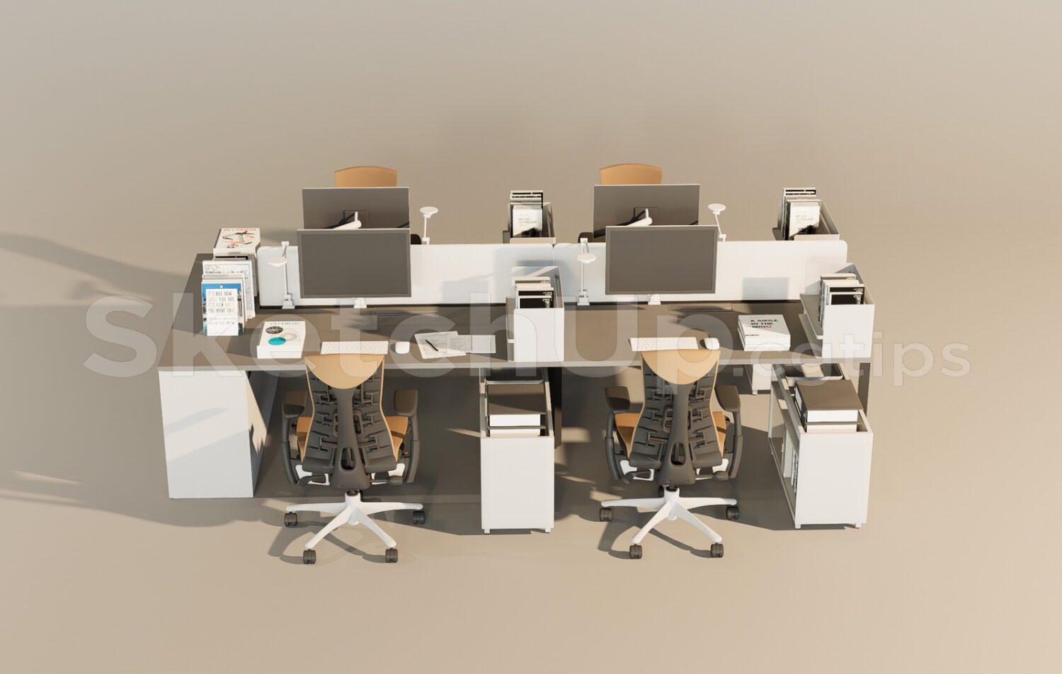 Office desk and chairs