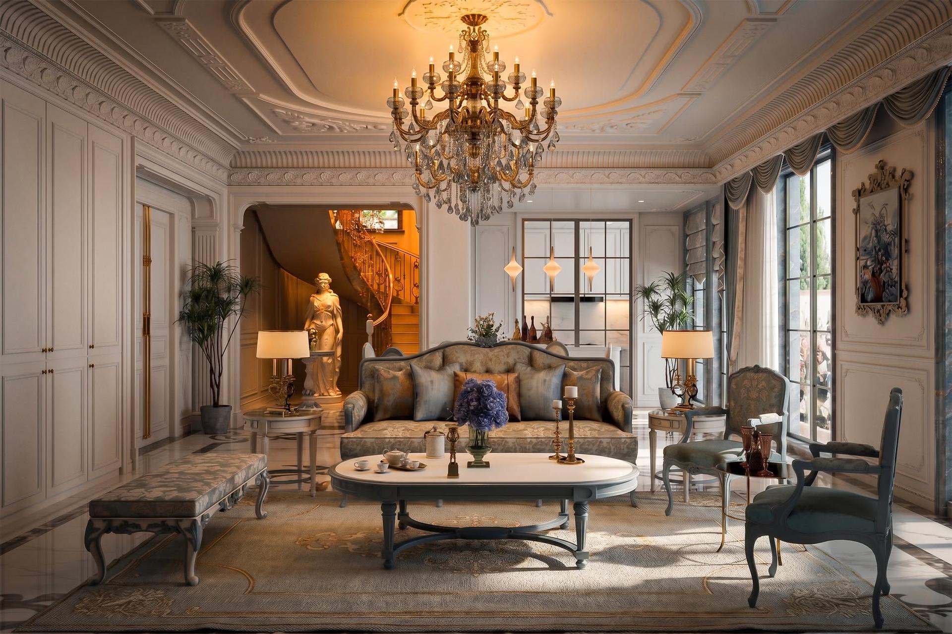 Luxury Neoclassical Living Room Interior
