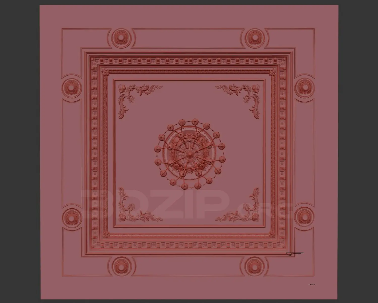 Neoclassical plaster ceiling Model 192 — preview 1, by Tuan Anh (3dzip, CC0)