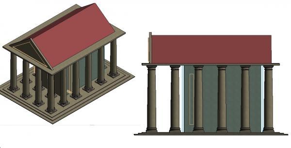 Doric Temple with 4x6 column grid