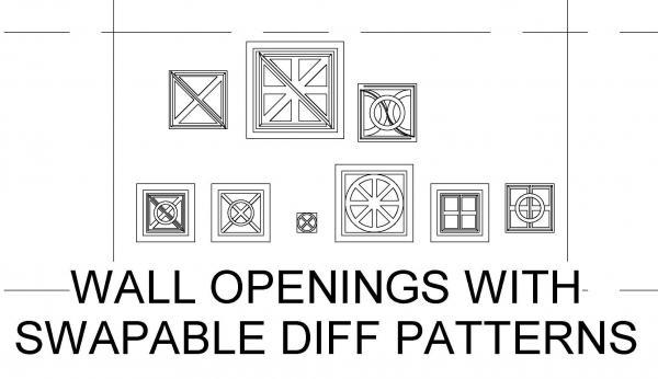 Sq wall opening swapable fill patterns