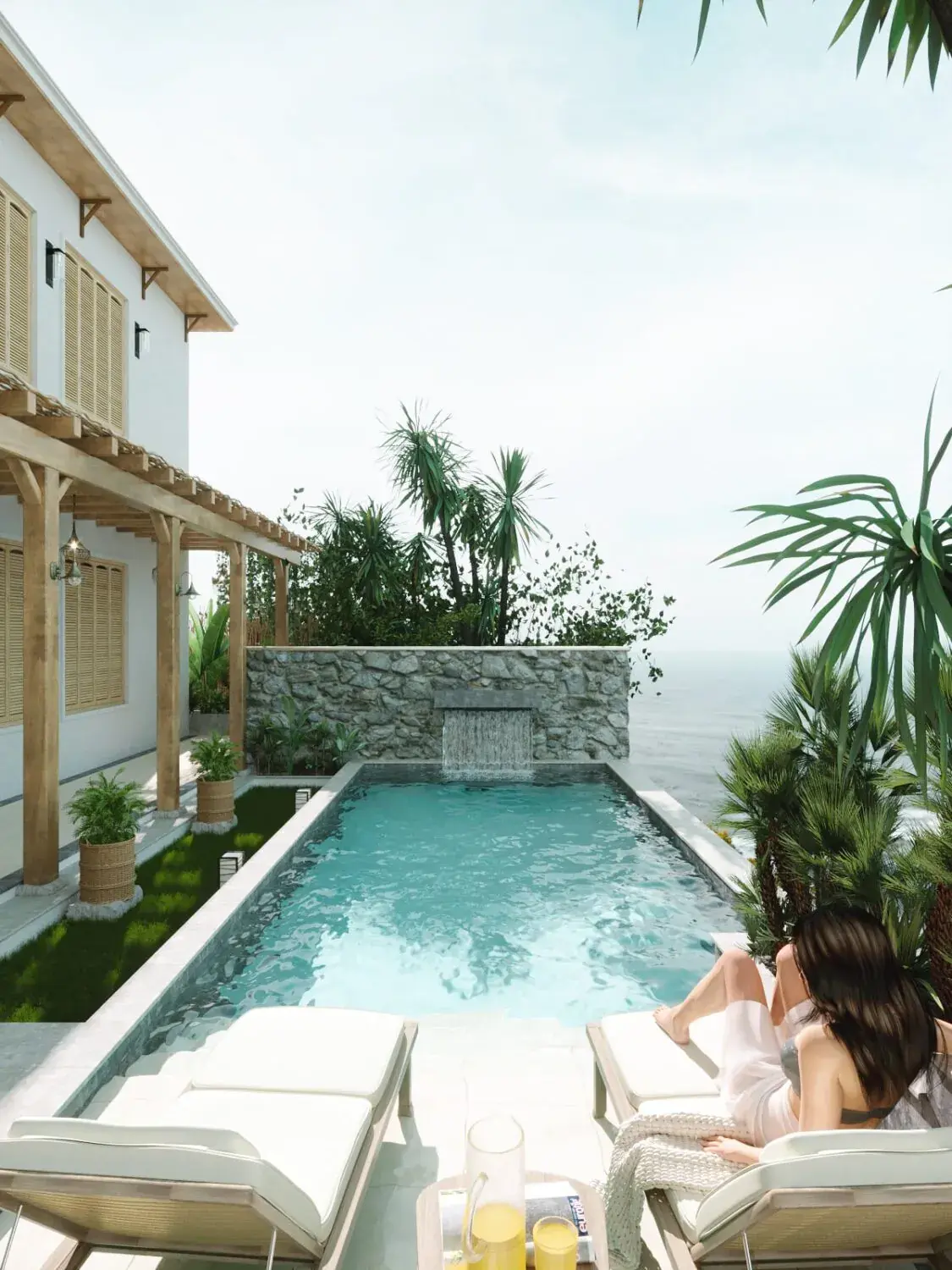 Exterior Pool House Scene