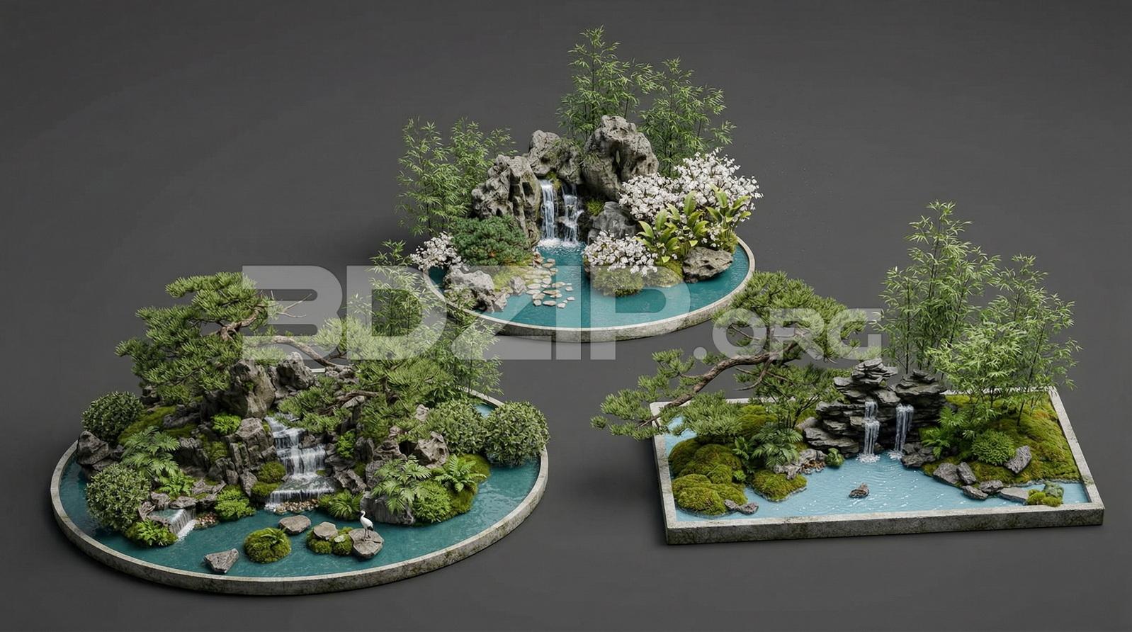 Garden Collection – Japanese Zen Landscape with Pond and Rocks