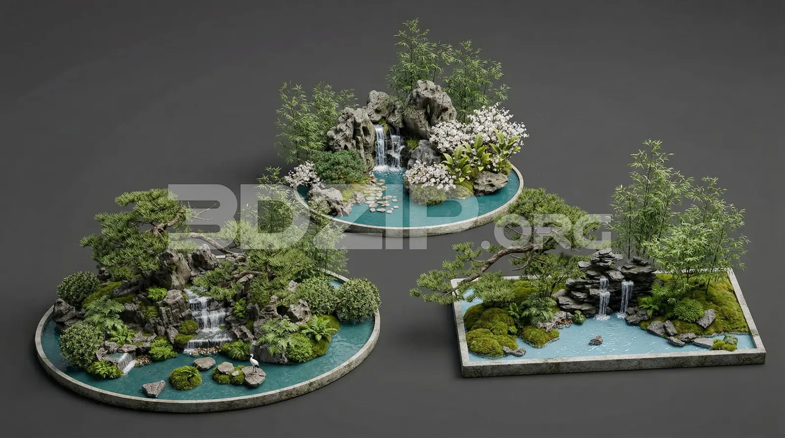 Garden Collection – Japanese Zen Landscape with Pond and Rocks