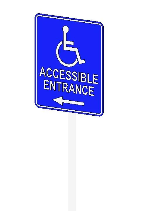 Accessible Entrance Sign with parametric arrow — preview 1, by thinkpositive (RevitCity, CC0)