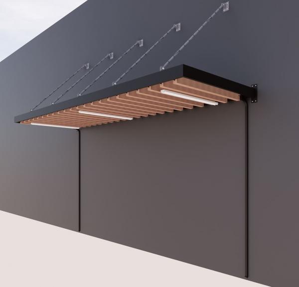Metal frame - wood members canopy