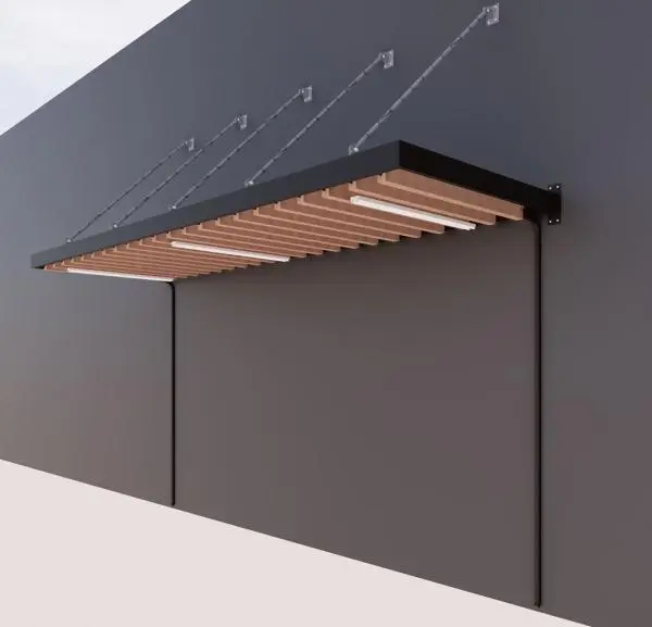 Metal frame - wood members canopy