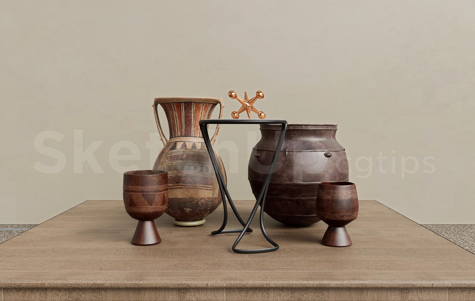Vintage Ceramic Vases and Cups Interior Decor