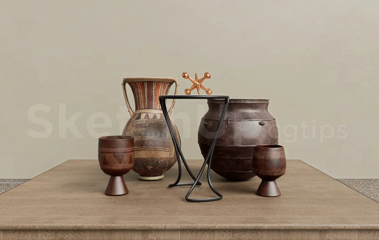 Vintage Ceramic Vases and Cups Interior Decor