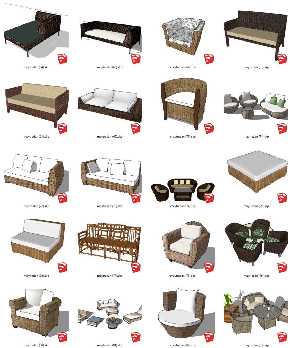 A Collection Of Furniture Rattan