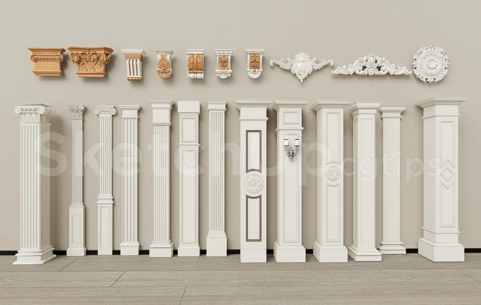 Decorative Interior Columns Set — preview 1 (cgtips, CC0)