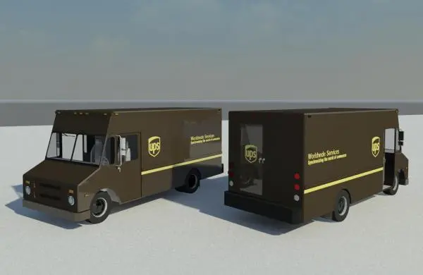 UPS Box Truck - shipping automobile vehicle — preview 1, by bradley911 (RevitCity, CC0)