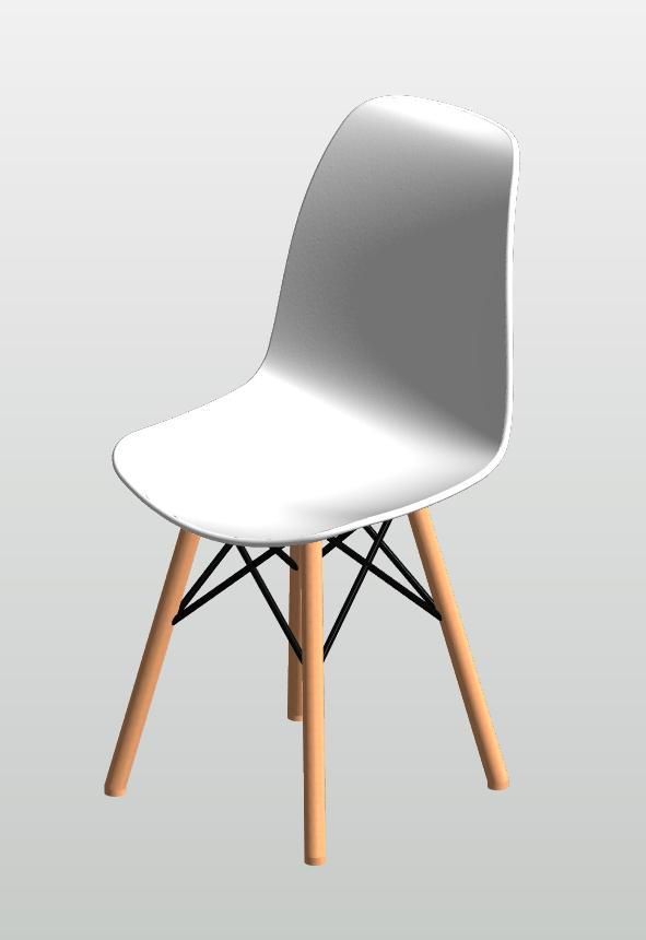 Plastic chair with wood legs